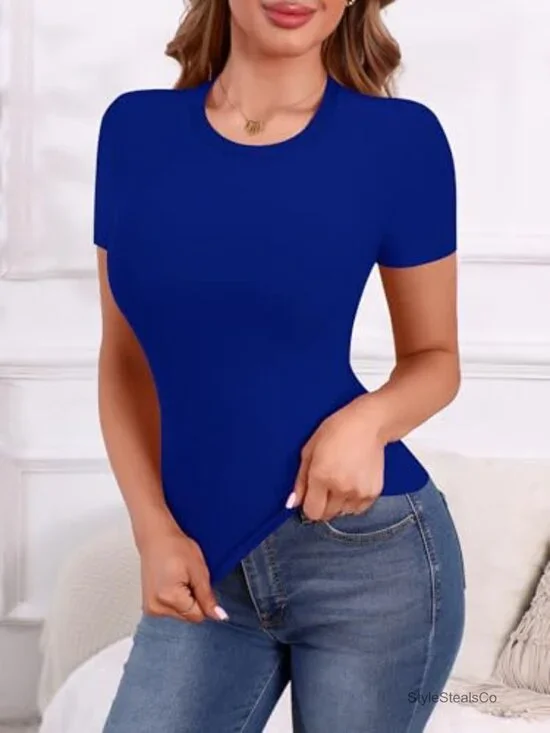 Slim Fit Crop Top, Recycled Polyester, Short Sleeve Tee for Women - Picture 3 of 6